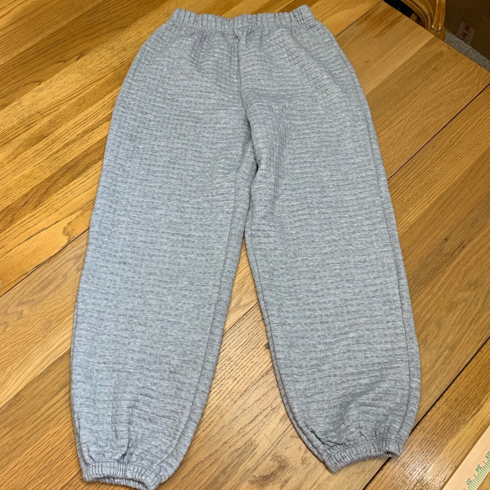 Princess Polly Sweatpants Womens Size 6 Light Grey Ribbed Jogger Elastic Waist